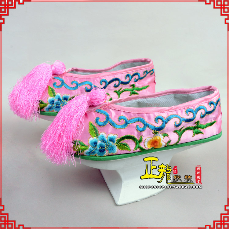 红安京越剧戏鞋花盆底清朝皇后贵妃宫女花盆底 旗鞋