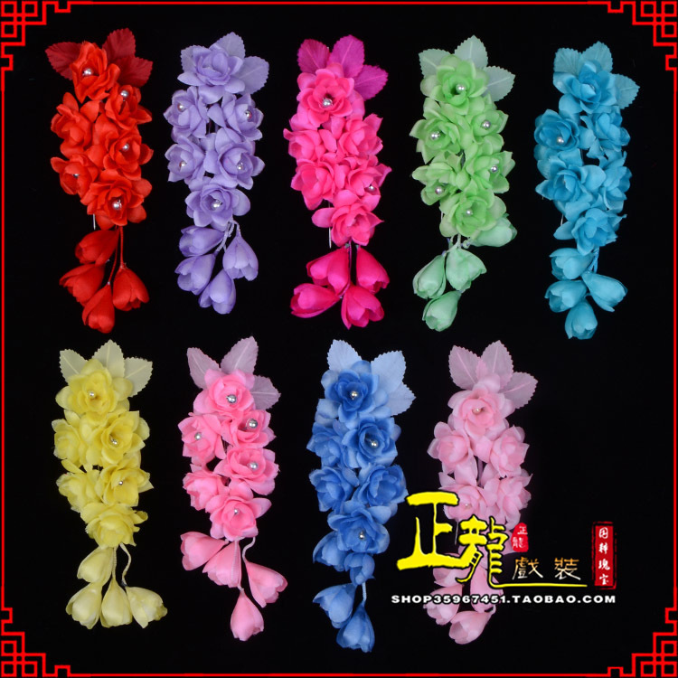 红安鬓花头饰小花头花 真丝绢花