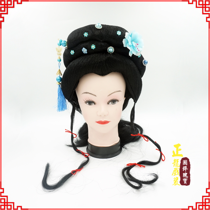 红安戏剧服装京剧越剧小旦花旦丫鬟假发 小姐头套