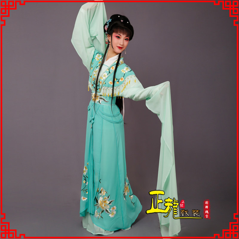 红安青衣水袖戏服演出服 云肩花旦衣